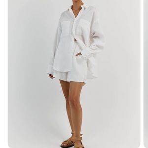 NWT DISSH // White Linen Jogger Shorts
